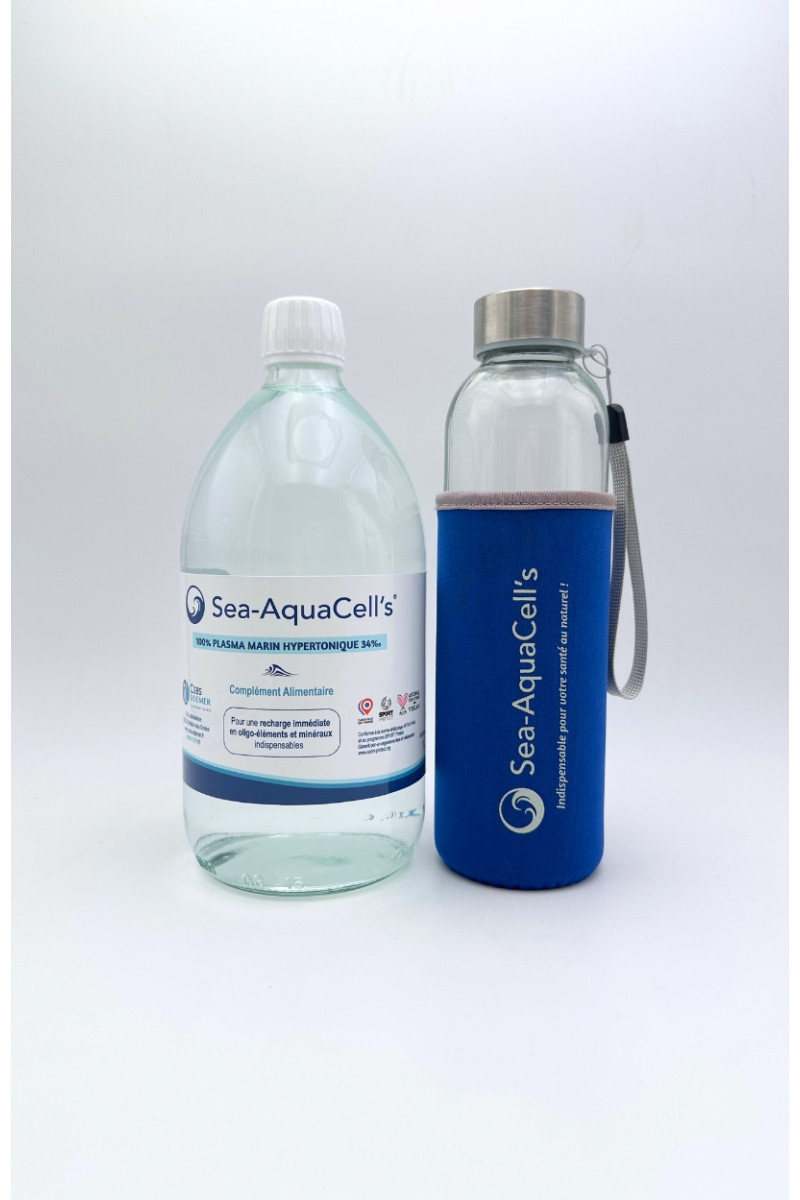 Pack Sea-Aquacell's - 1x 1L Hypertonique + 1 gourde en verre